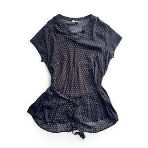 Full Moon Maternity Black Geometric Print Tie-Back Tunic Blouse Large